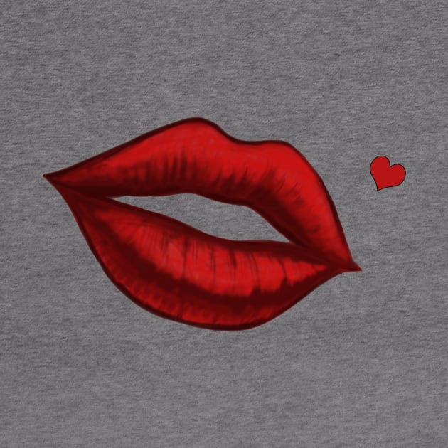 Red Kissing Lips With Heart Shaped Beauty Mark Art by ckandrus